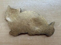 Vintage Raw Brass Sleeping Long Hair Cat Stamping 35x20mm Flat Back Jewelry Find