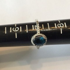 BEAUTIFUL STERLING SILVER LONDON BLUE TOPAZ HALO RING SIZE 6.75