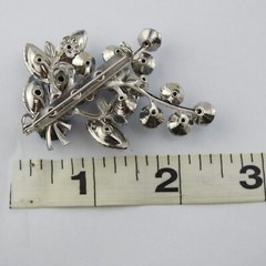 Vintage Brooch Pin Multi-color Blue Rhinestones Leaf Spray 2.5″