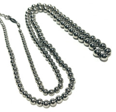 Vintage Napier Signed Silver Tone Bead Graduated Bead 24” Necklace Chain Strung