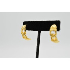 Vintage Dangle Linked Chain Earrings Gold Tone Dangle Hoop Elegant NOS 1980s 9C