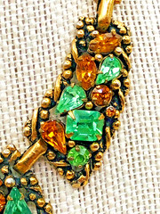 Vintage BARCLAY Gold tone Necklace w Pink, Blue Rhinestones