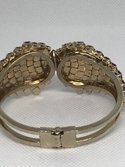 Red AB Rhinestone Crystal Demi Parure Clamp Bracelet Clip On Earring Set