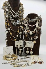 Jewelry Lot Vintage to NOW Necklace Bracelet Earrings Pearlized Shell 21 pc LOT