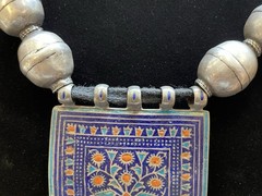 Antique Pakistan Multan Floral Enameled Pendant Necklace