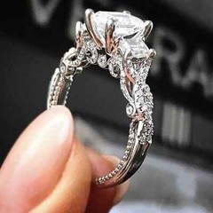 1.75Ct Princess Lab Created Diamond 14K White Gold Finish Anniversary Gift Ring