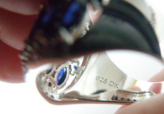 Vintage Sterling Silver 925 Natural Sapphire Diamond Statement Ring Size 7