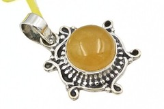 Sterling Silver Signed JTV Yellow Stone NWT Pendant