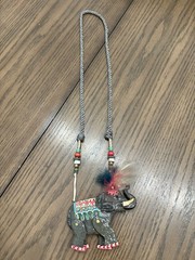 Vintage Dorian Designs 1989 Elephant Necklace RARE Colorful articulating SIGNED