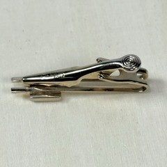 MCM Starburst Tie Clip Emmons Gold Tone Open Double Bar Silver Star Vintage