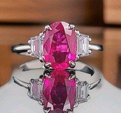 Vintage Platinum Engagement Ring 2.30ct. Natural Burma Oval Ruby AGL CERT