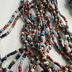 Multicolored Bead Multi Strand Statement Silver Tone Necklace Bracelet Set