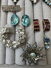 Vintage Rhinestone Jewelry Lot Earrings Brooches Necklace Bracelets Multicolor