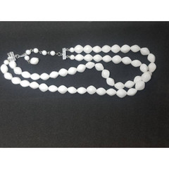 Vintage Hong Kong multi strand necklace white double strand acrylic bead