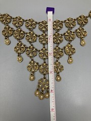 GOLDETTE Fancy VTG Gold Tone Faux Pearl Waterfall Bib Necklace Stunning 16-18in