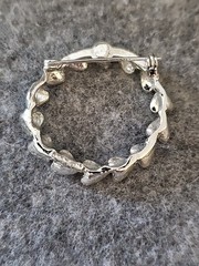 Silver Tone Heart Circle Brooch Pin. Mother’s Day Gift.