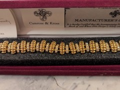 Vintage Camrose & Kross Jacqueline Kennedy JBK Ribbed Link Bracelet Box COA