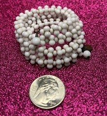 Vintage Miriam Haskell White Milk Glass Wrap Wire Bracelet Singed~ Nice