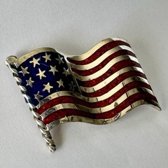 Vintage Sterling Silver .925 American Patriotic Flag Pin USA