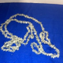 Prehnite Necklace Gemstones Green Chip Beads 56” Long Nuggets Strand-Estate Find