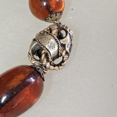 LOUIS ROUSSELET Necklace Amber Glass Beads & Brass 15″ Made In France Vintage