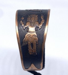 VTG Copper Cuff Bracelet Blackened Buffalo Dancer Southwestern 7″ W/Marking(G1)