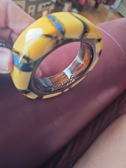 RICHARD MARCUS VINTAGE 1980’s MAMMOTH IVORY & SEMI PRECIOUS STONES BANGLE