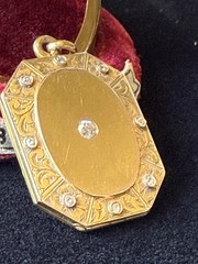 Antique Vintage Victorian 14k 15k Gold Locket Diamonds Monogrammed *As Is* 10 g