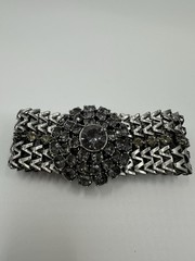 Loft Gun Metal Chain Bracelet With Rhinestones And Magnetic Closure Size 7
