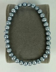 Vintage 90s expandable freshwater cultured pearl Bracelet blue/silver