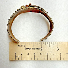 Copper Brass Victorian Revival Cuff Bracelet Floral Statement Vintage
