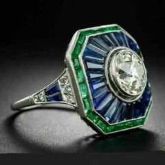 3.10Ct Art Deco Style Round Lab-Created Diamond Sapphire Ring 14k White Gold FN
