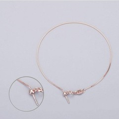 1PC Solid Silver Vermeil Needle Adjustable 0.6mm Wide Box Chain Bracelet FESV57