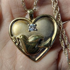 Vtg GORHAM STERLING Heart Pendant Peace Dove IOB COA Serenity Prayer EUC 🙏