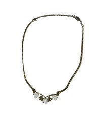 Vintage Lily of the Valley Flower Necklace Molded White Milk Glass Gold Tone