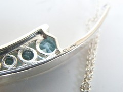Vintage Sterling Silver 925 Natural Heated Blue Topaz Channel Set Necklace 18″