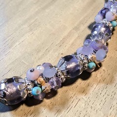 Vintage M&S Marks Spencer Lavender Glass Crystal Bead Cluster Necklace 17″-20″
