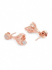 Lovely Pair Of Drop Dangle Earrings 2.3 Ct Simulated Diamond 14K Rose Gold Over