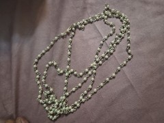 Vintage Long White Rosary Style Station Necklace- No Clasp
