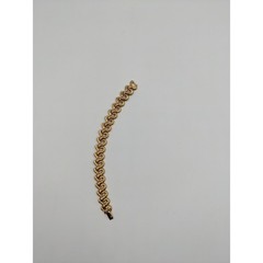 Vintage Gold Tone Interlocking S-Curve Link Bracelet 7.5 Inch Fold Over Clasp