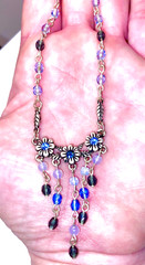 VINTAGE🇺🇸1928 FLOWER SAPPHIRE BRILLIANCE BLUE AUSTRIAN CRYST SLVR NECKLACE✨VTG