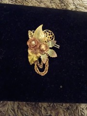 Women’s Handmade Brass And Copper Floral Brooch With Pearl Embellishment
