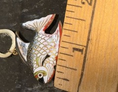 Vintage Cloisonne Fish Pendant Necklace Nautical jewelry Japanese cloisonné art