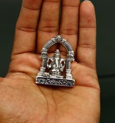 925 pure silver God Ganesha statue, figurine, puja article home temple art03