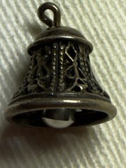 Vintage Sterling? Silver Filigree Bell Charm It Rings