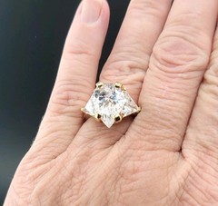 Vtg Sz 8 Ring Teardrop w/ Triangles Cubic Zirconia 18KGE Fashion Jewelry STG#6