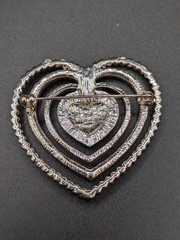 Vintage Monet Triple Heart Brooch Pin Mid-century Costume Jewelry Signed