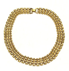 NAPIER PANTHER WATCHBAND COLLAR FLAT GOLD 16″ CHUNKY .75″ WIDE 1980S Necklace EU