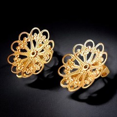 Vintage Clip On Earring Findings Brass Filigree Lot 10 NOS 24mm Guyot Brothers