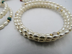 Set of 4 Freshwater Cultered Pearl Coil Wrap Bracelets Lot E5